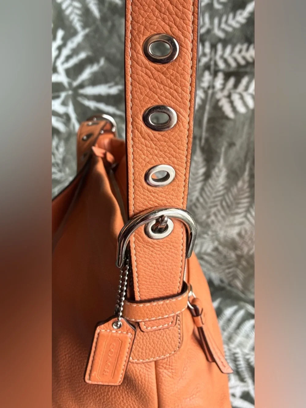 Coach Pebbled Leather Crossbody Bag in Orange